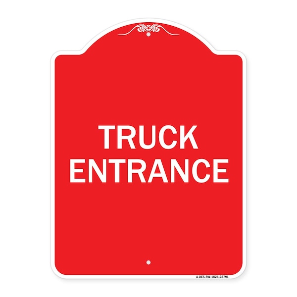 Traffic Entrance Sign Truck Entrance, Red & White Aluminum Sign, 18" x 24", RW-1824-22791